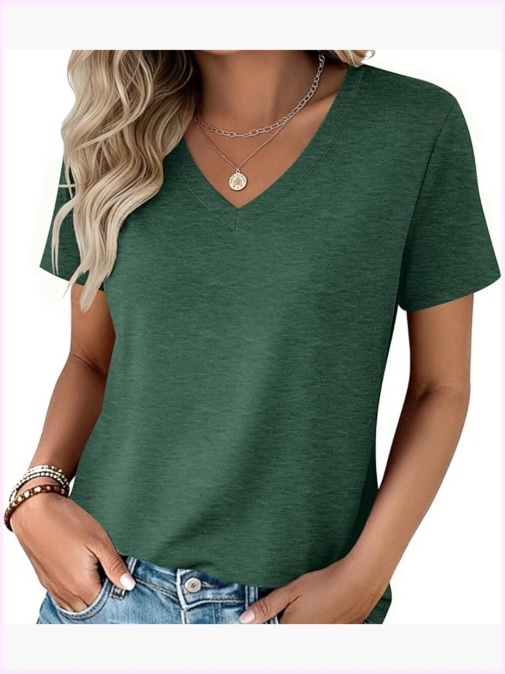 Womens Casual Short Sleeve V-Neck T-Shirt Summer Business Basic Top